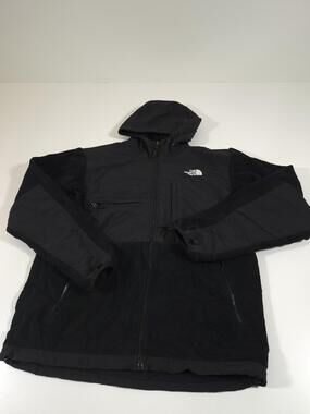 The North Face Jacket Mens M Black Nylon Fleece Lined Hooded Full Zip Polartec